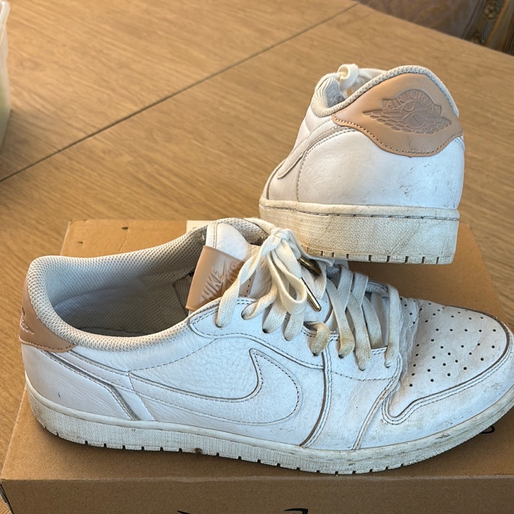 Nike White and Tan Low-Top Sneakers
